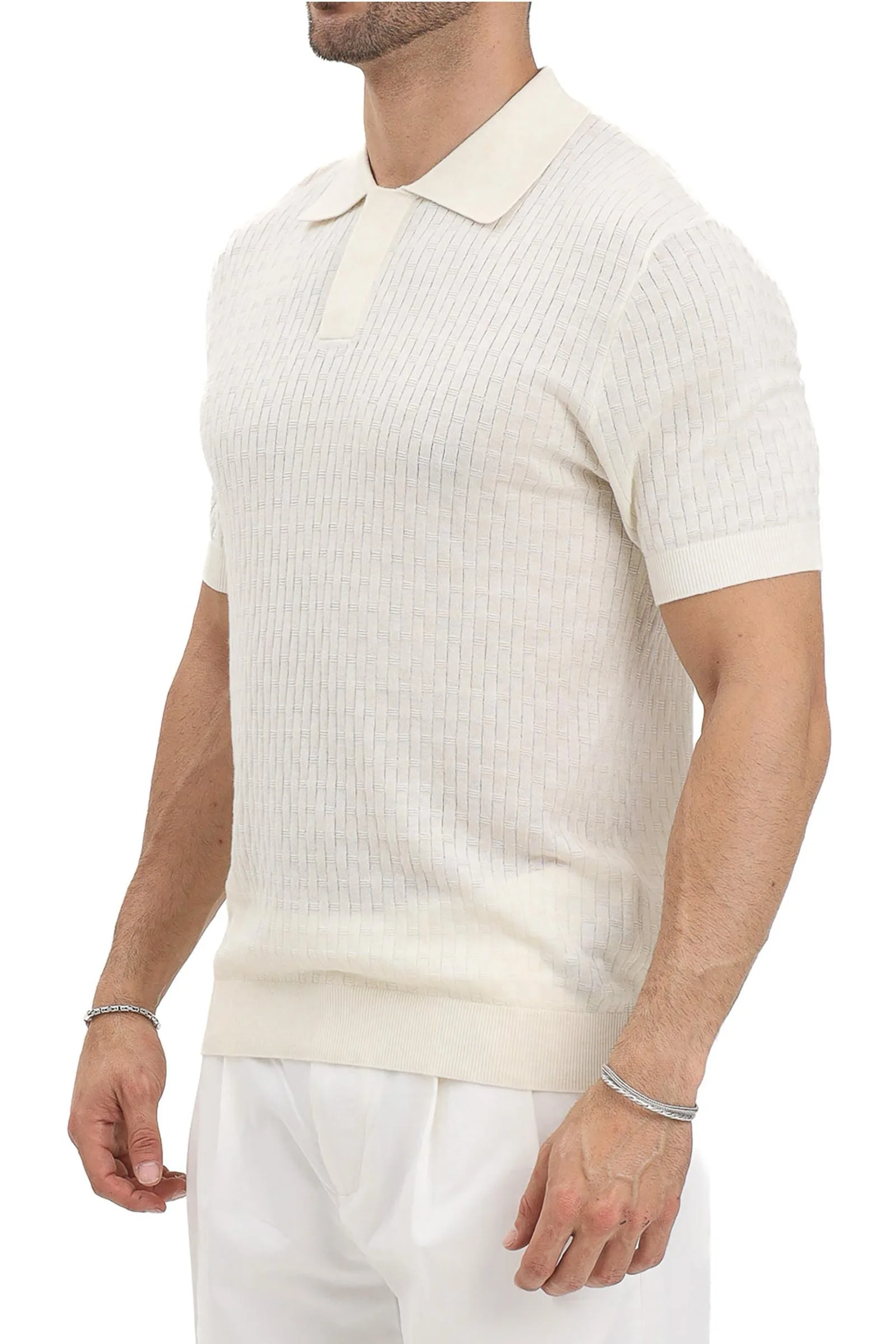 Polo in Maglia Bianco