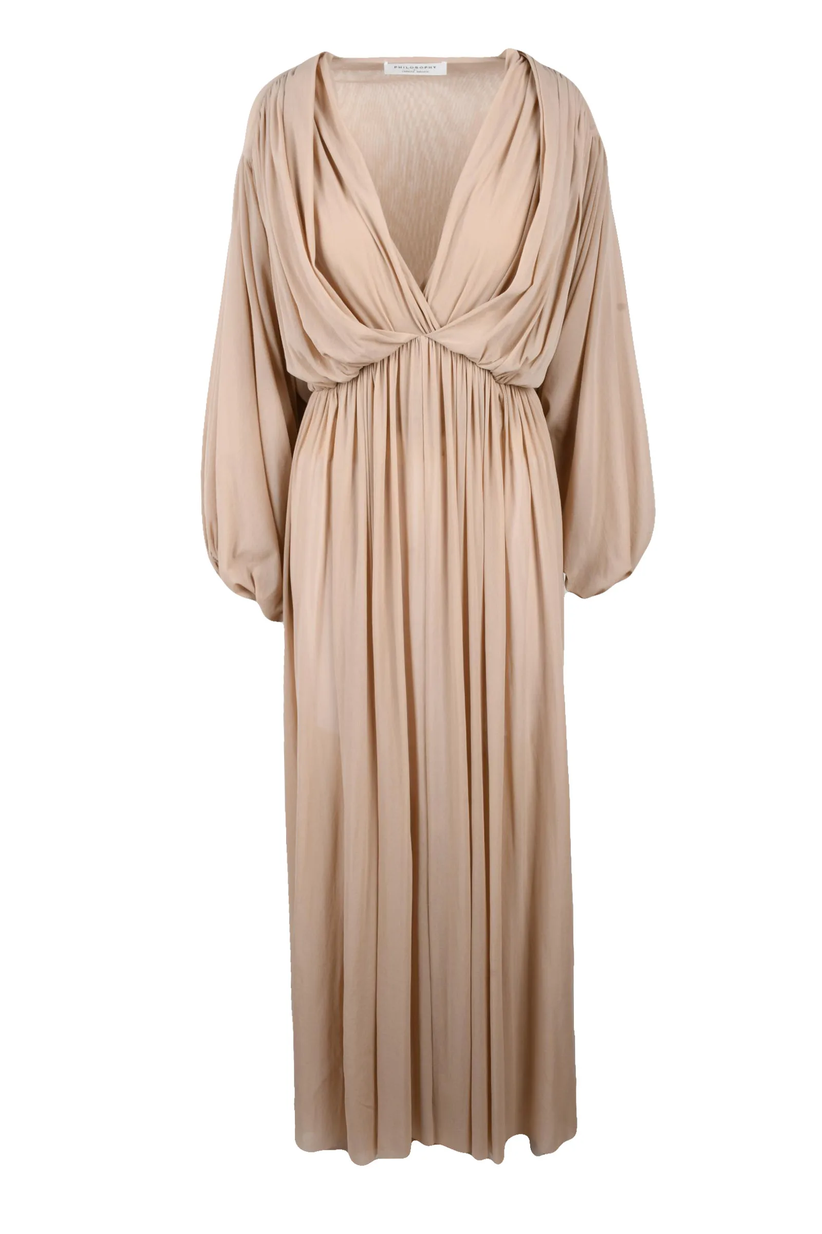 Abito Lungo in Toulle Stretch Beige