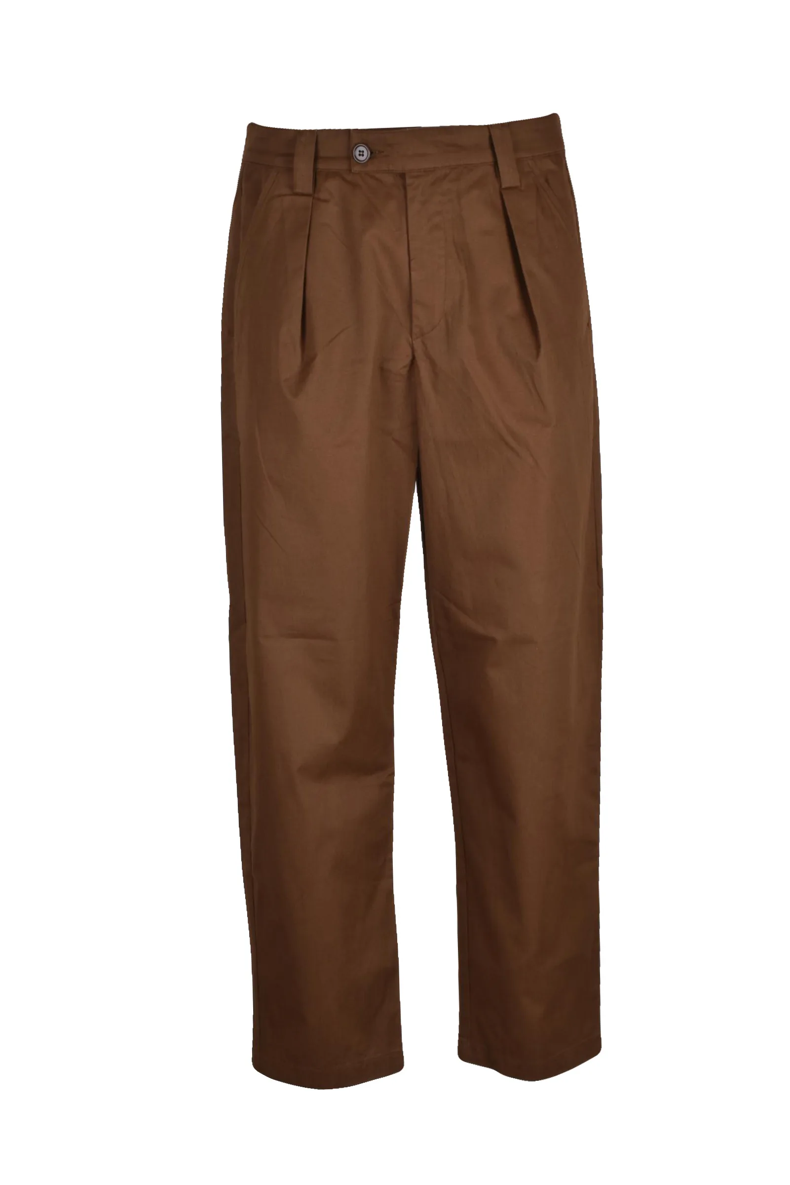 Pantalone Vita Alta Pinces Marrone