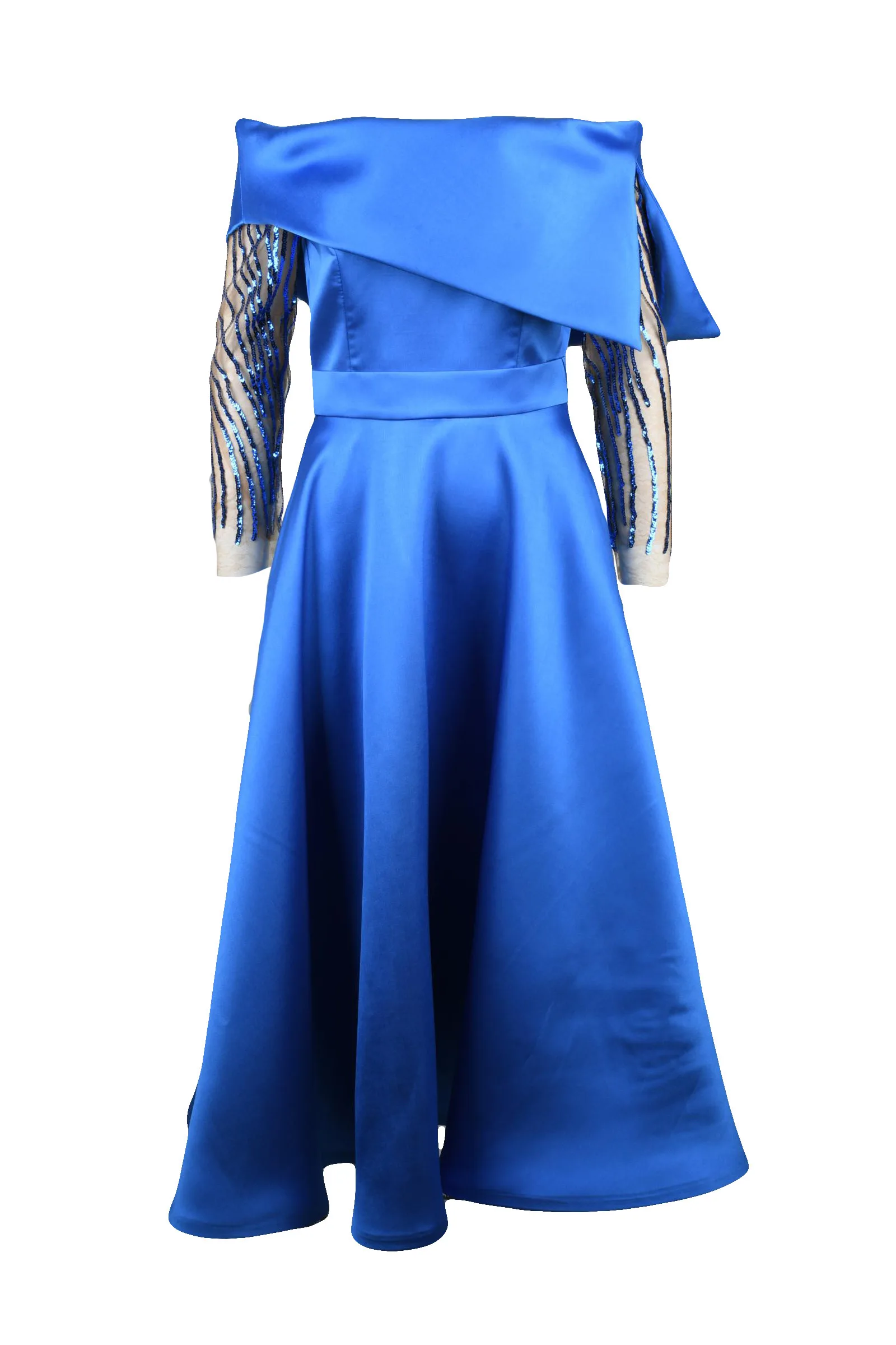 Abito Lungo in Satin Blu