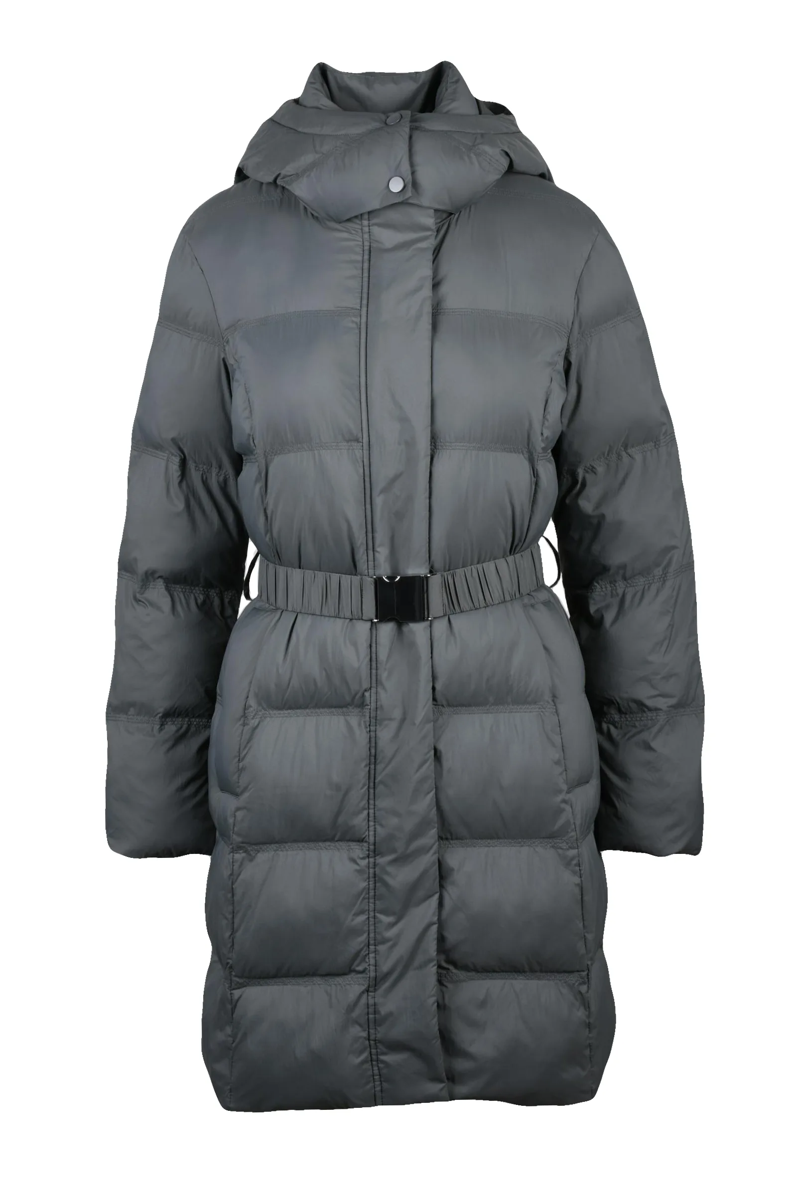 Lange graue Daunenjacke
