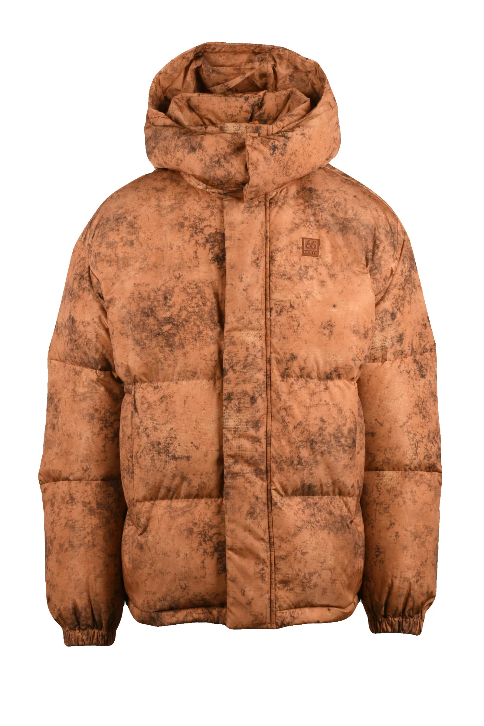 Orangefarbene Daunenjacke