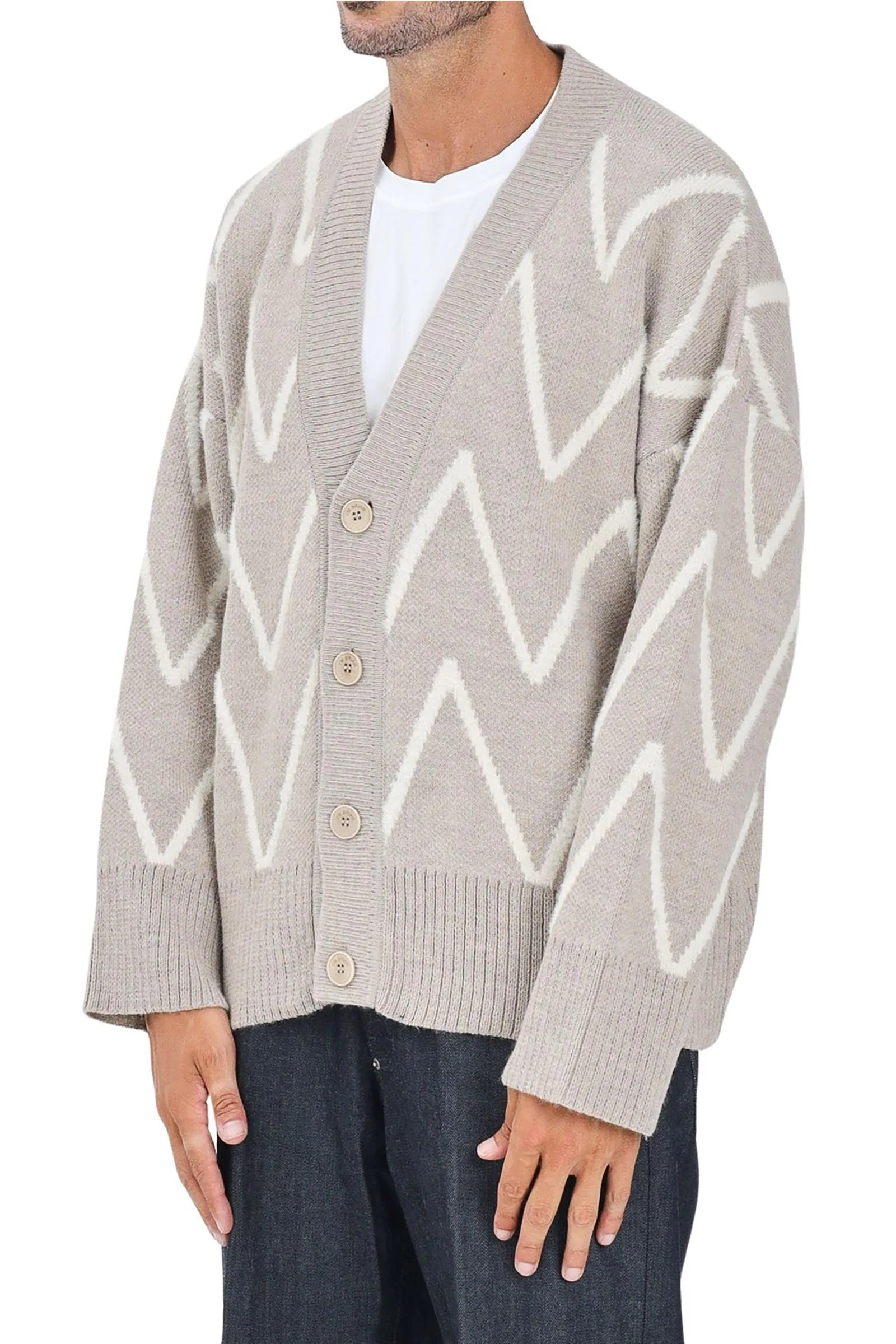 Beige Strickjacke