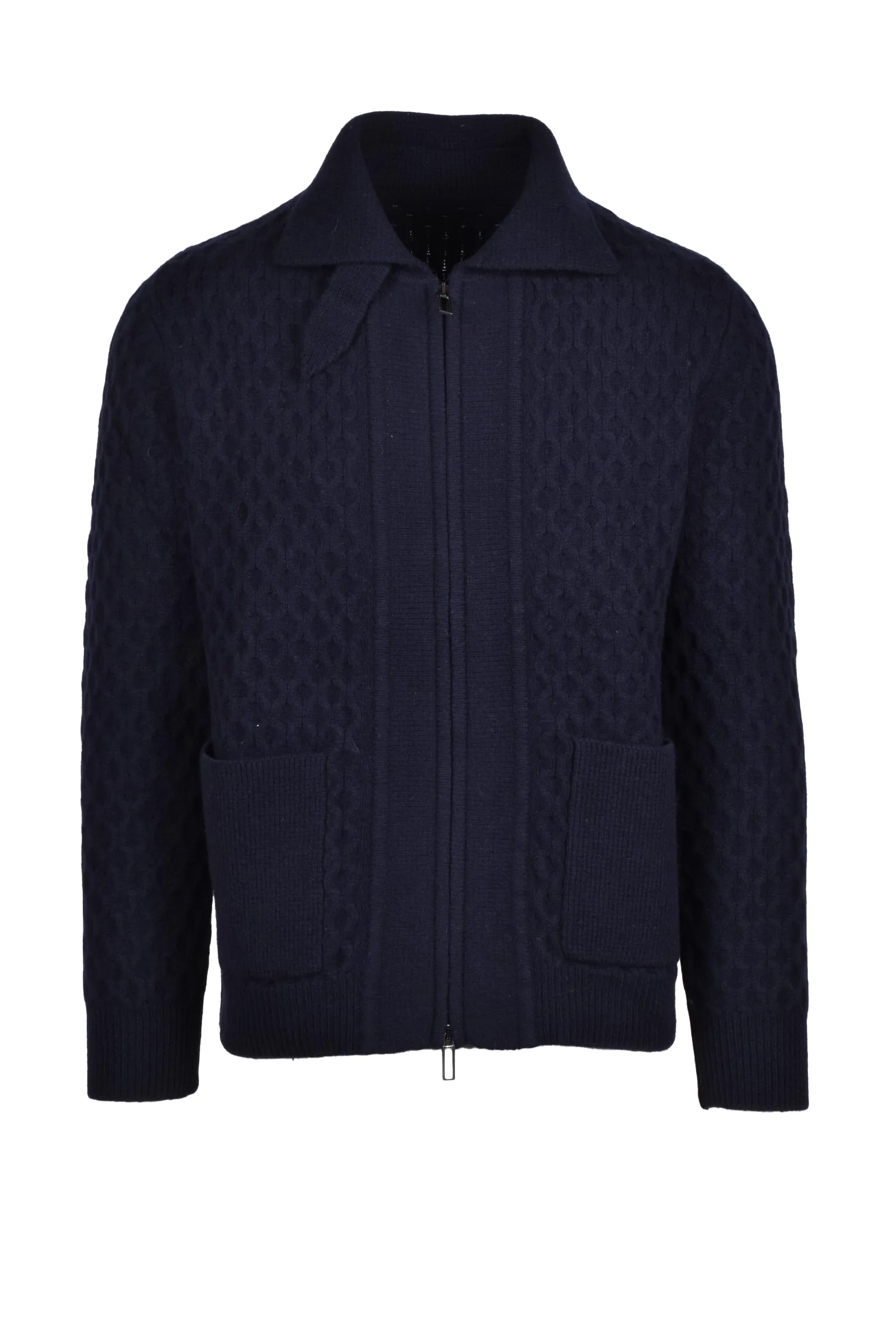 Blaue Strickjacke