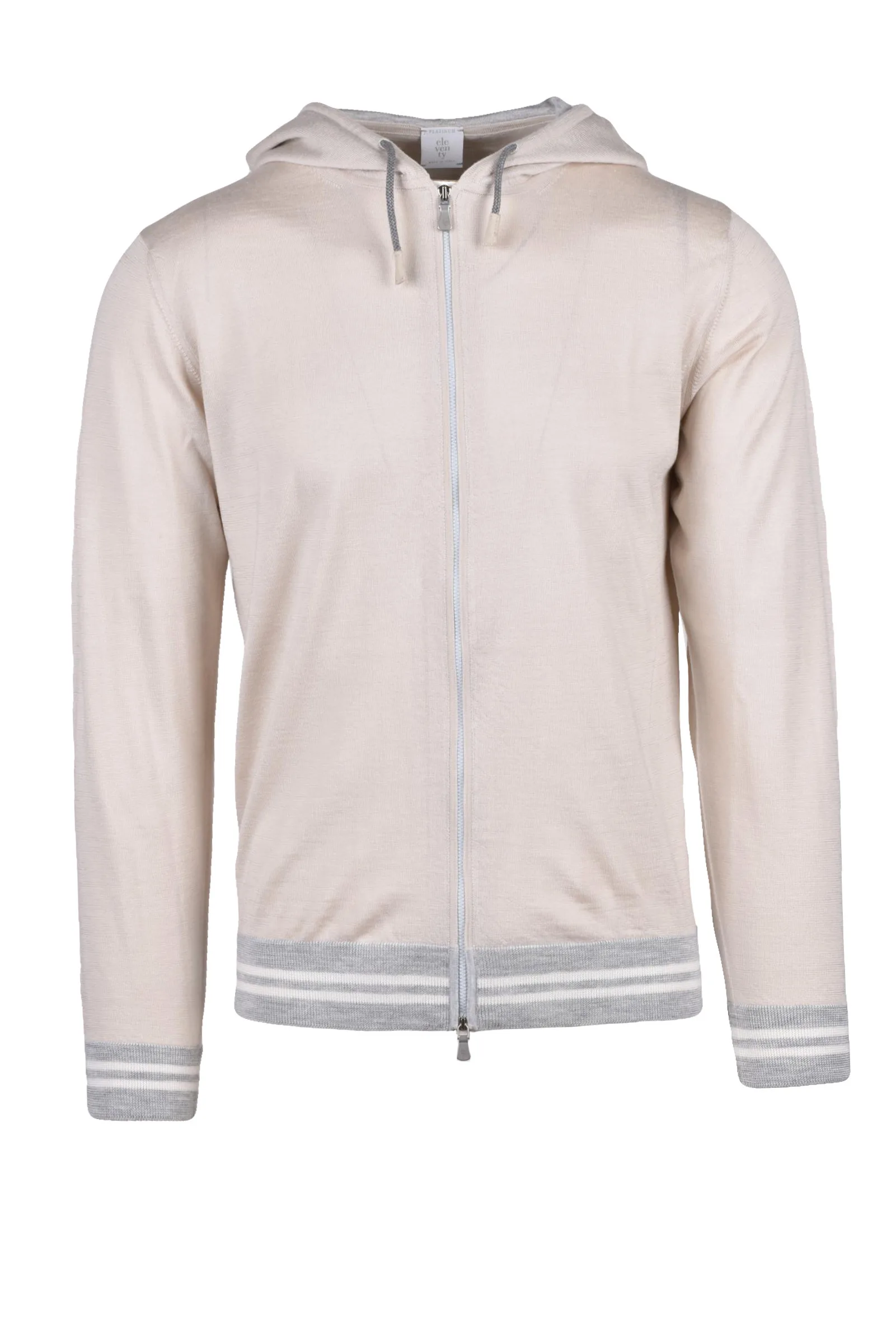 Cardigan Felpa in Maglia con Zip Beige