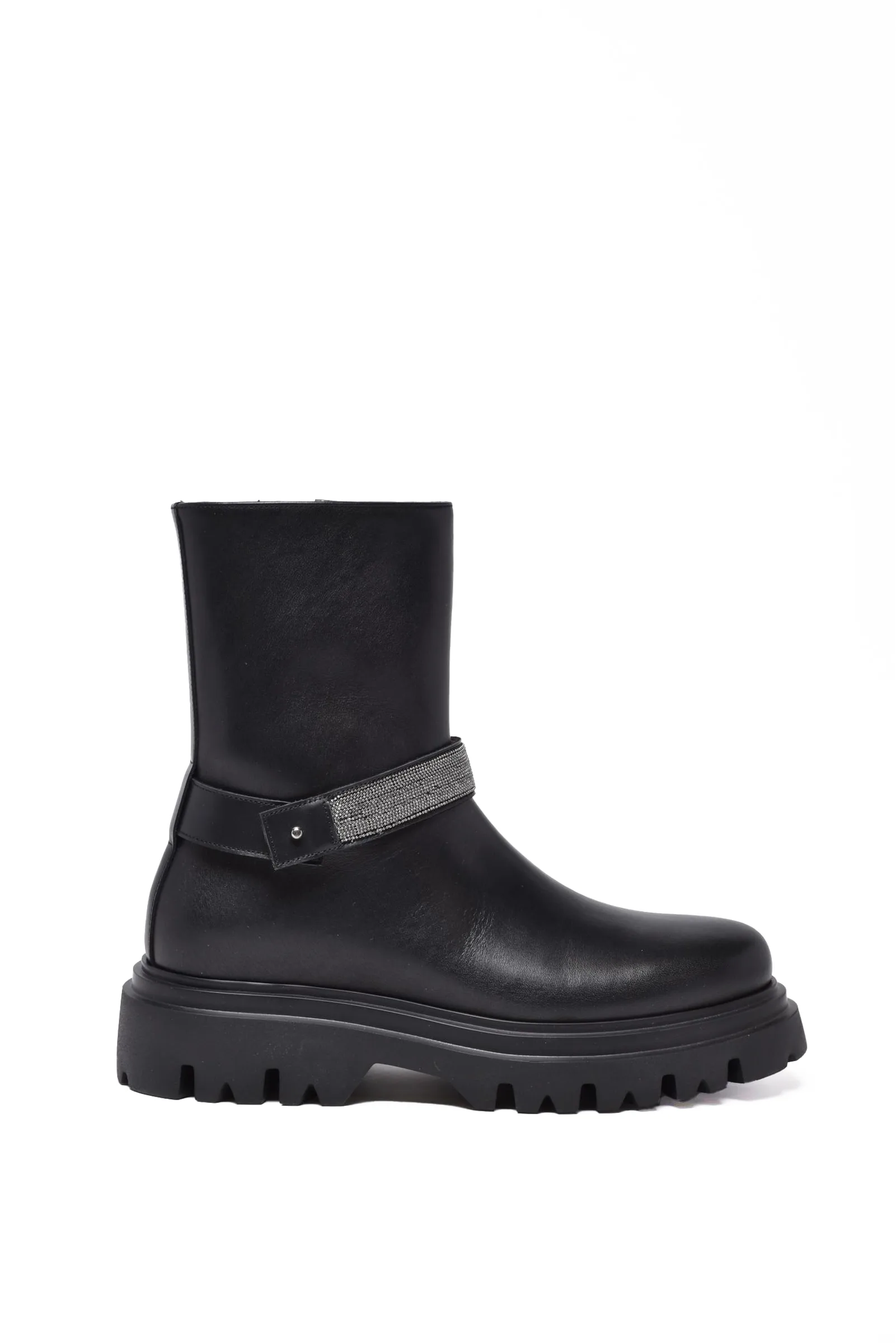 Schwarze Biker-Stiefelette