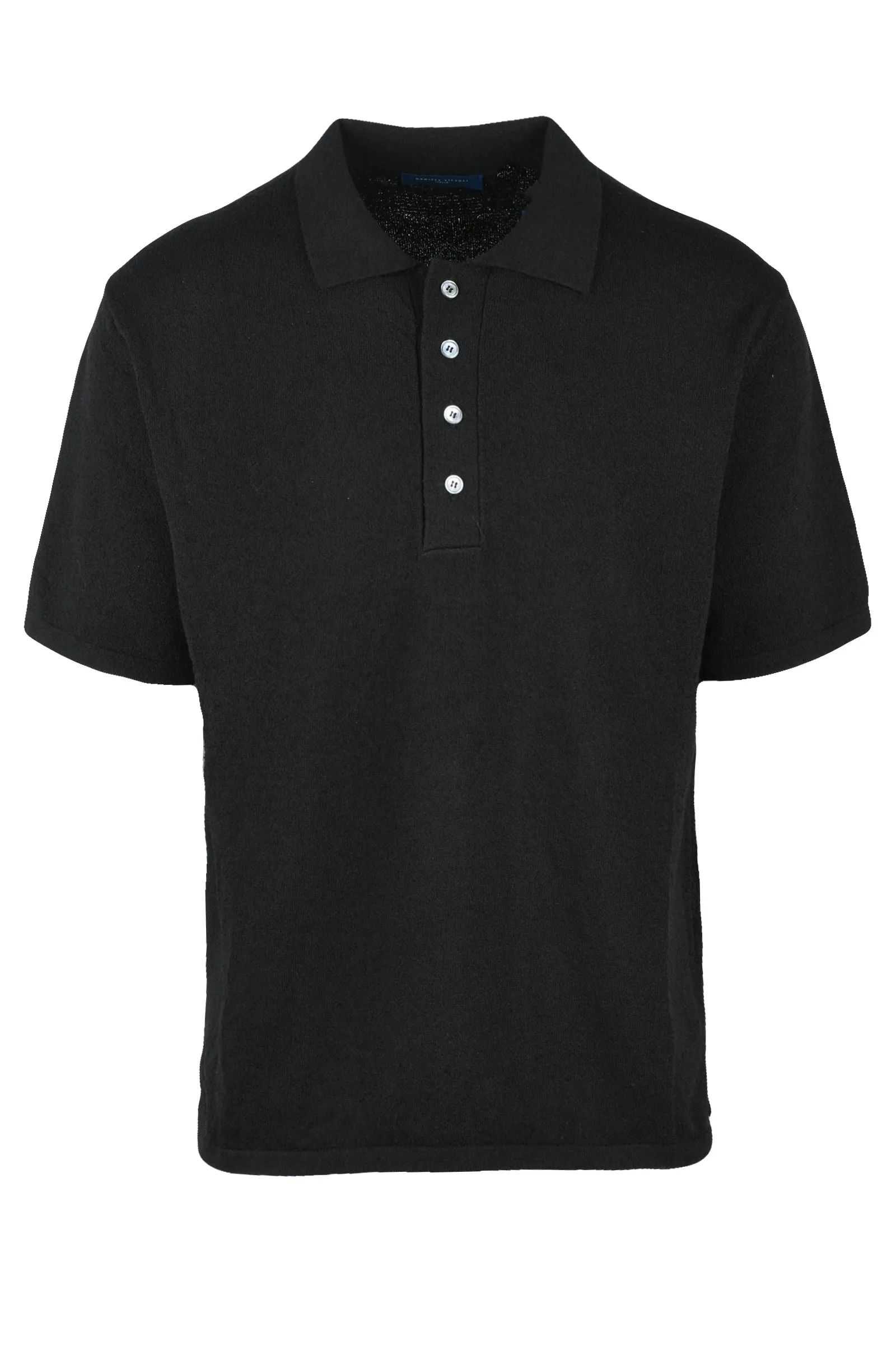 Polo in Maglia Garzata Nero