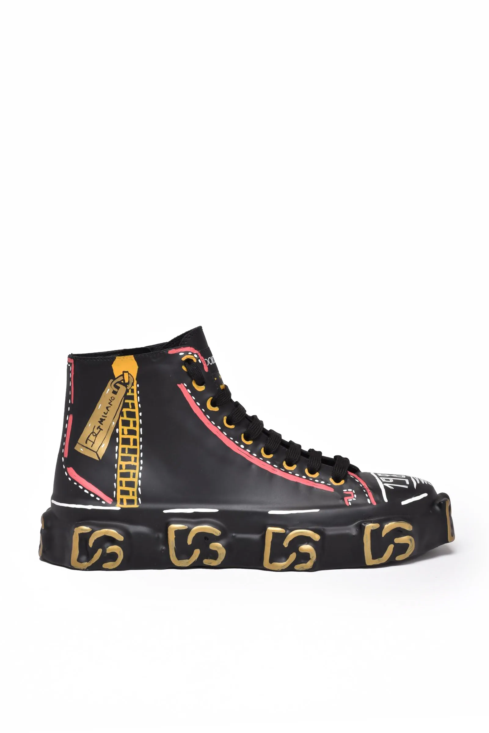 Hohe gummierte Sneakers Schwarz
