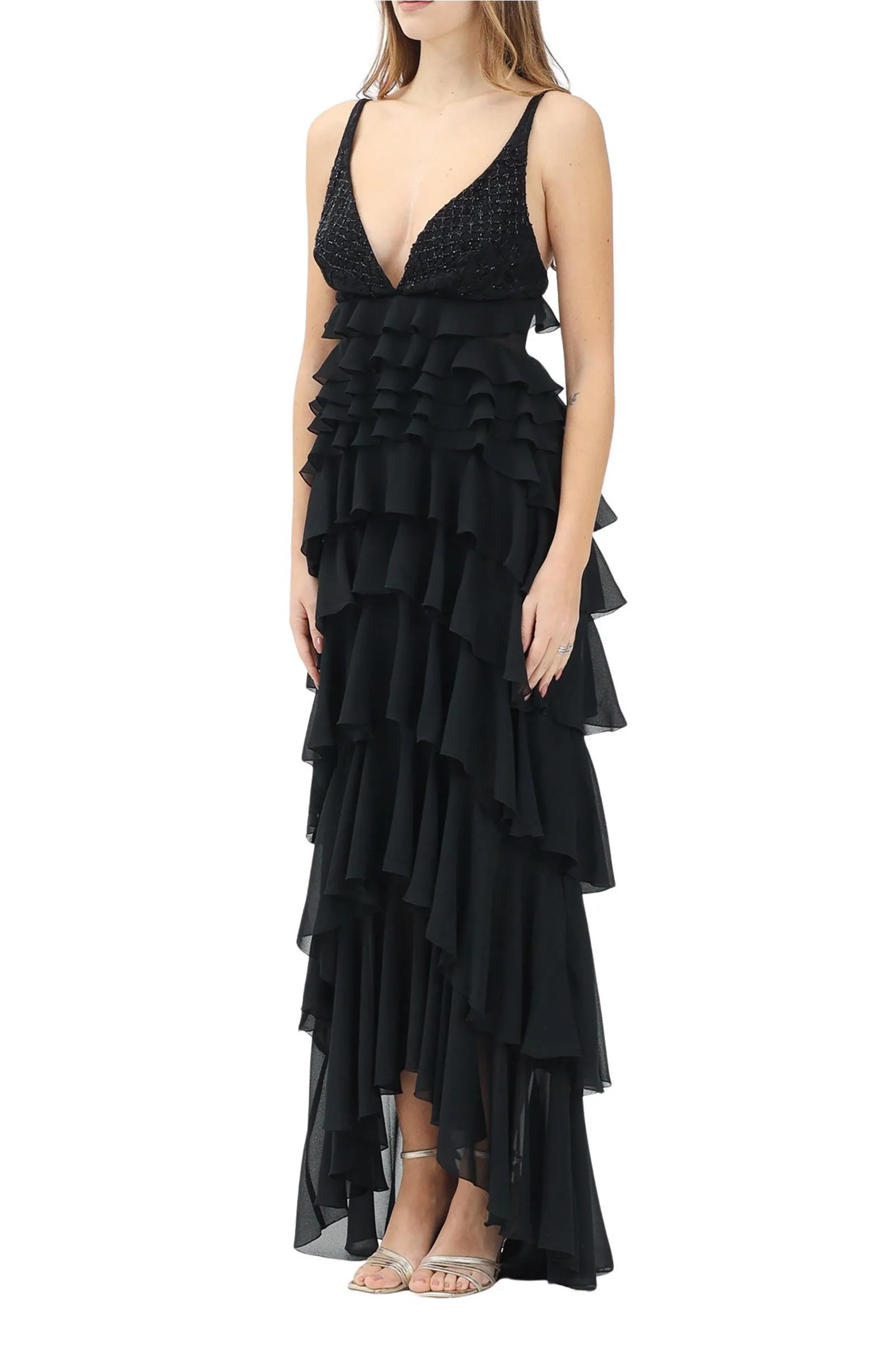 Abito a Balze in Voile Nero