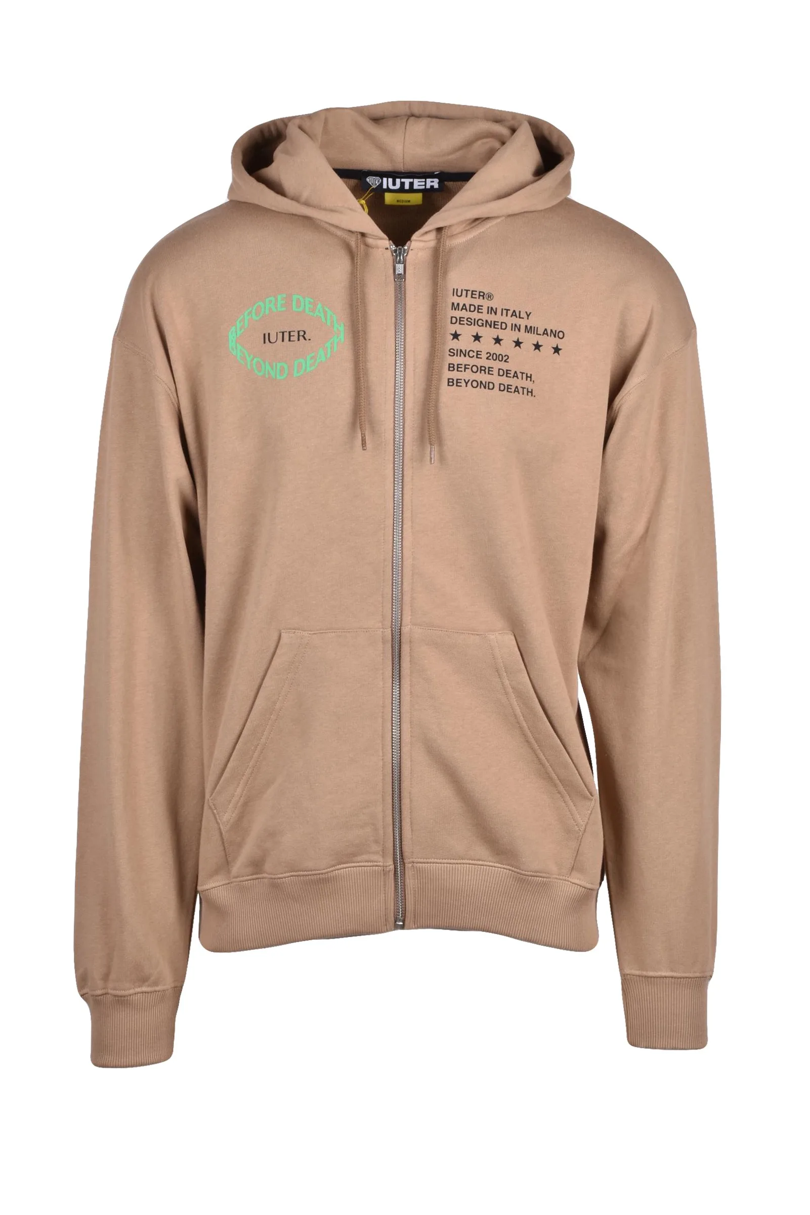 Felpa con Cappuccio e Zip Beige
