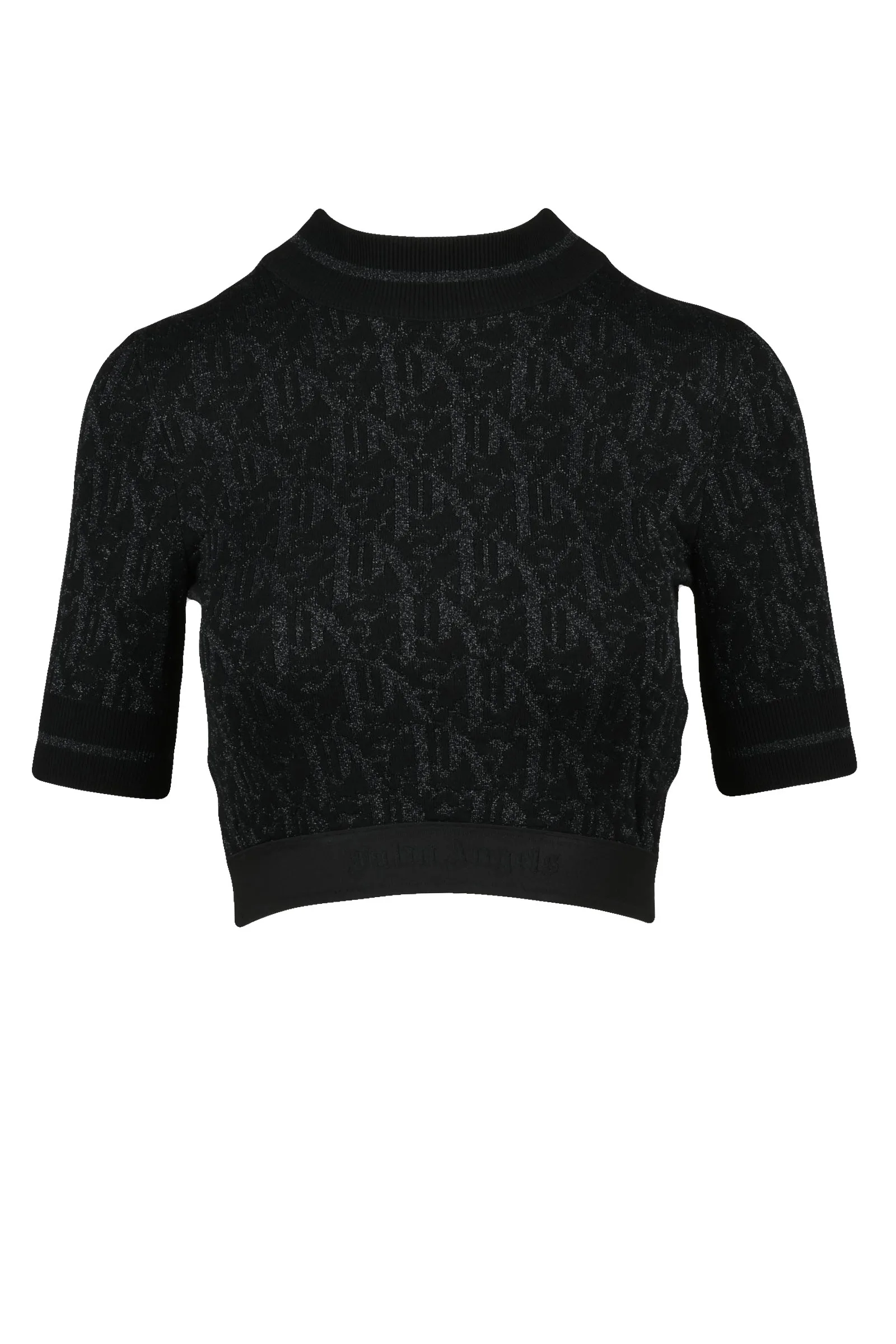 Schwarzer Lamè-Kurzpullover