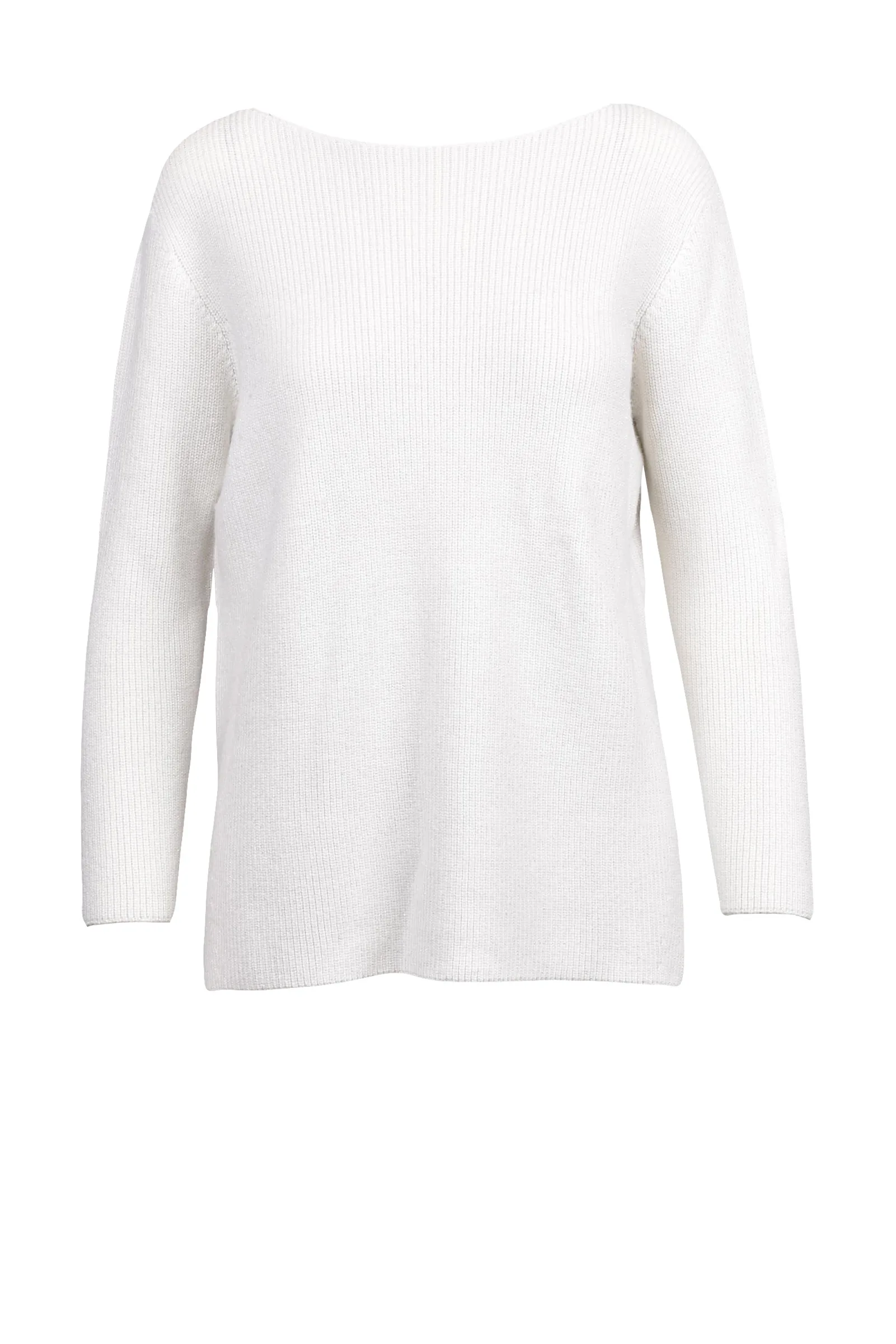 Maglione Cannettato Lamè Bianco