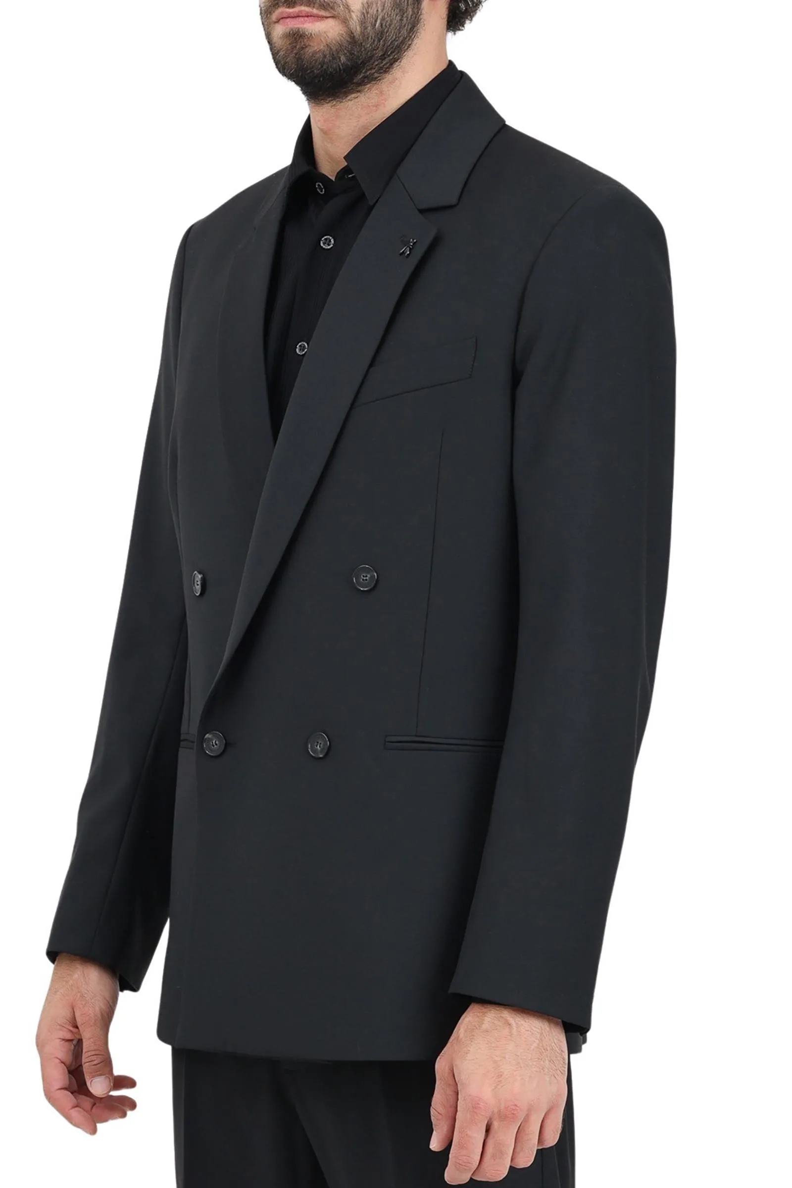 Schwarze zweireihige Jacke
