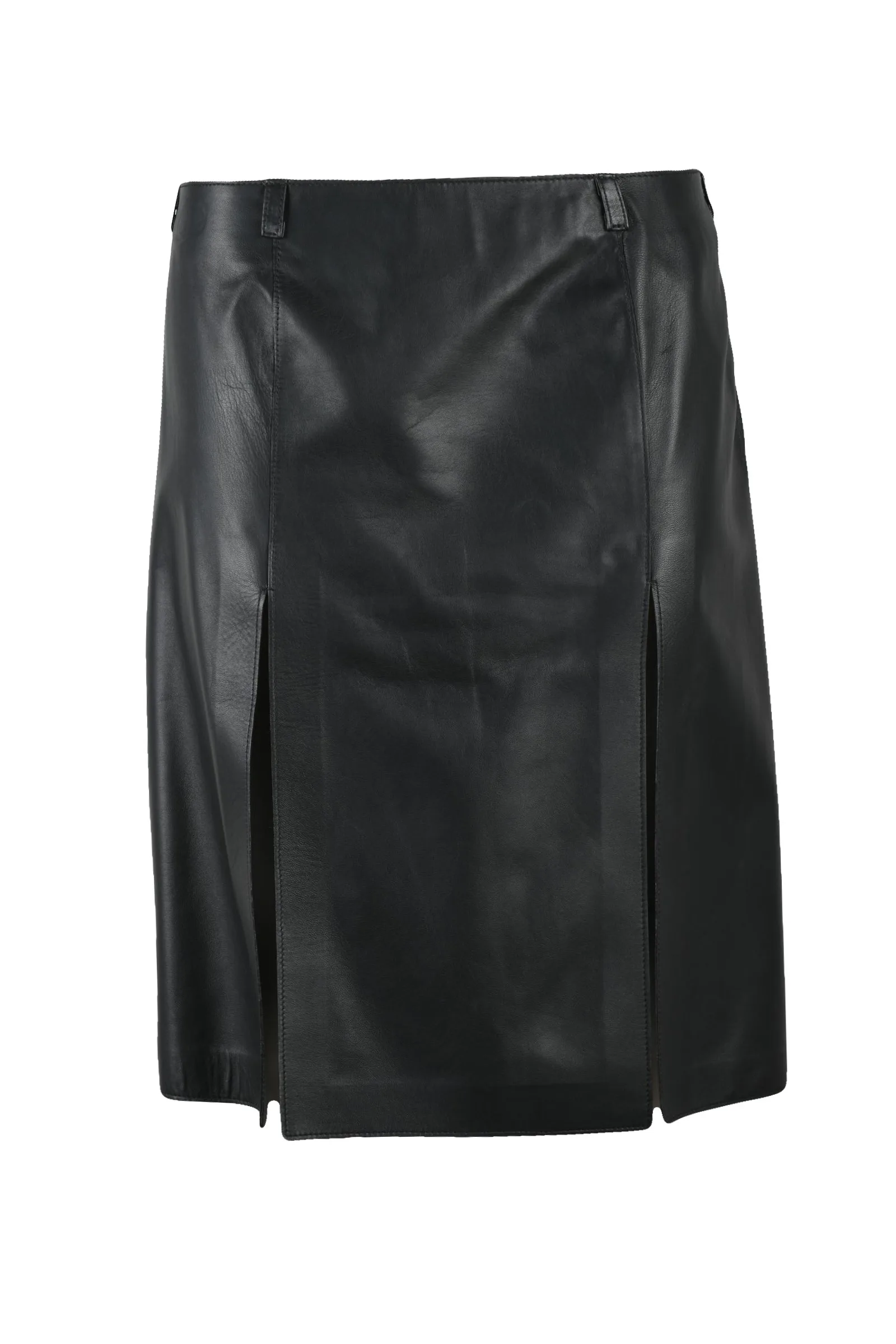 Gonna Longuette in Pelle Nero