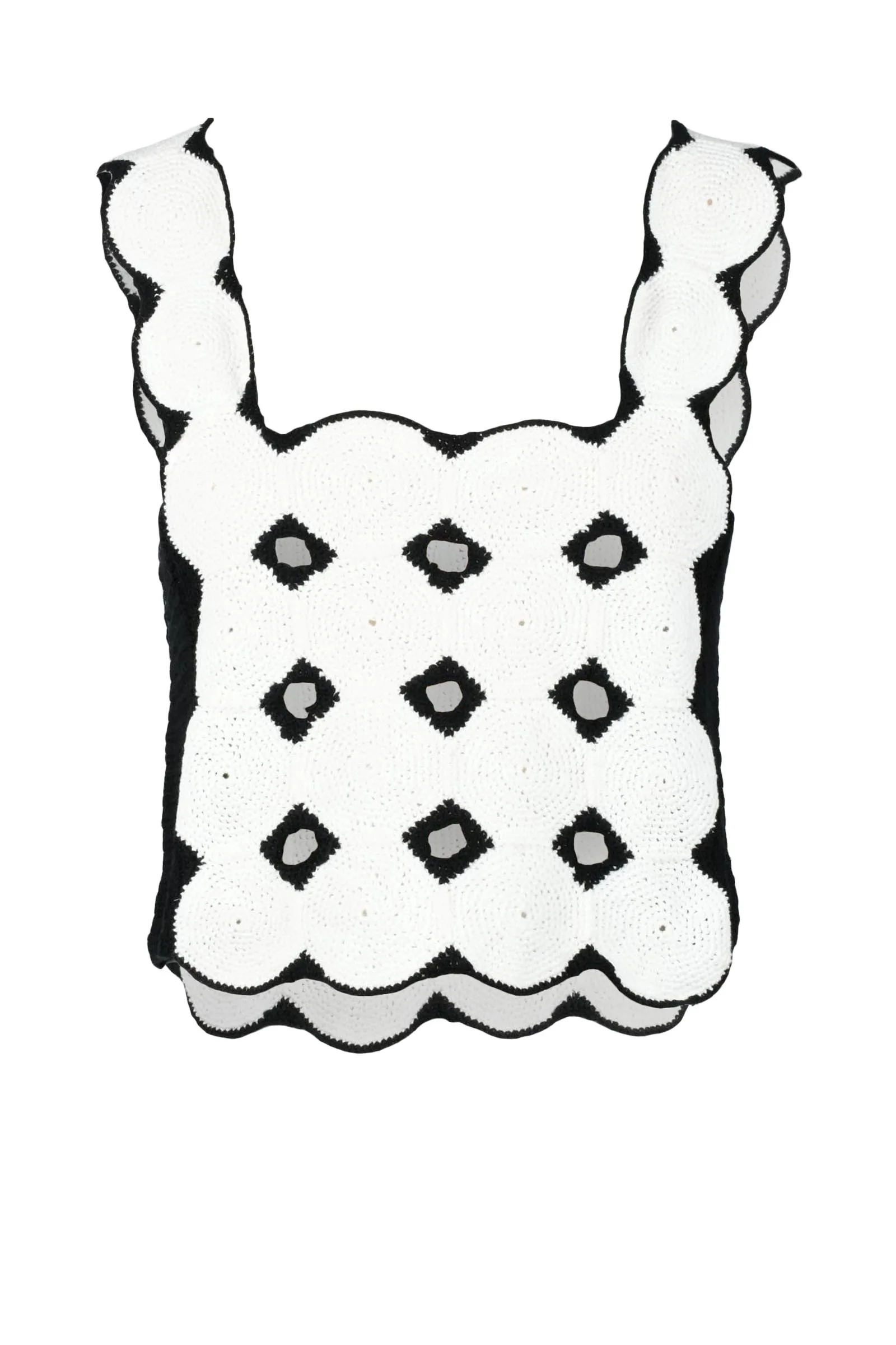 Biały szydełkowy top