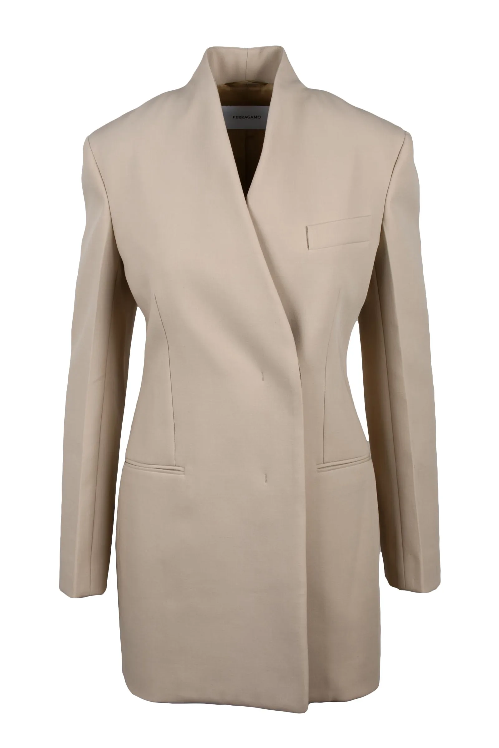 Giacca Lunga Doppiopetto Beige