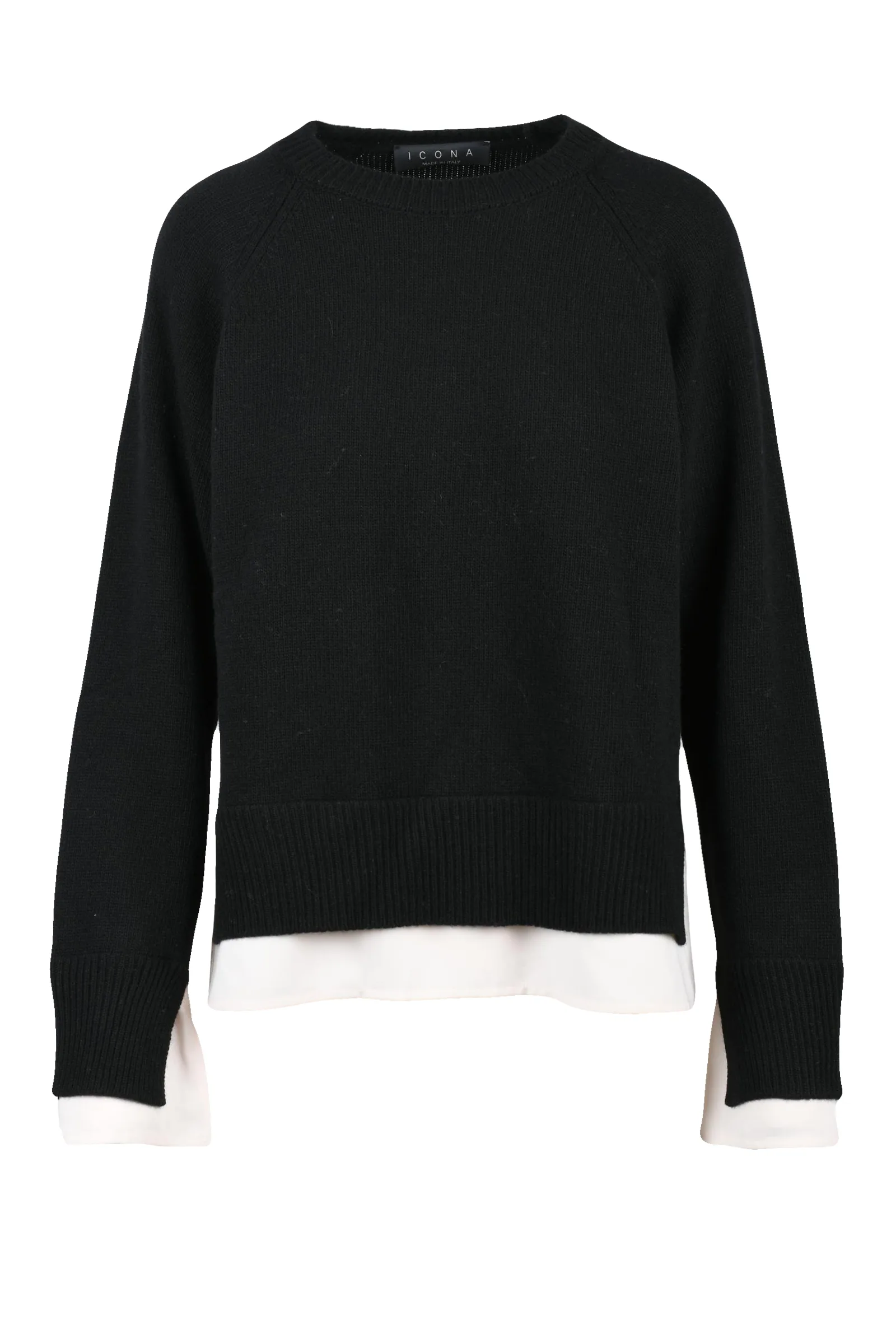 Schwarzer Pullover mit Rundhalsausschnitt