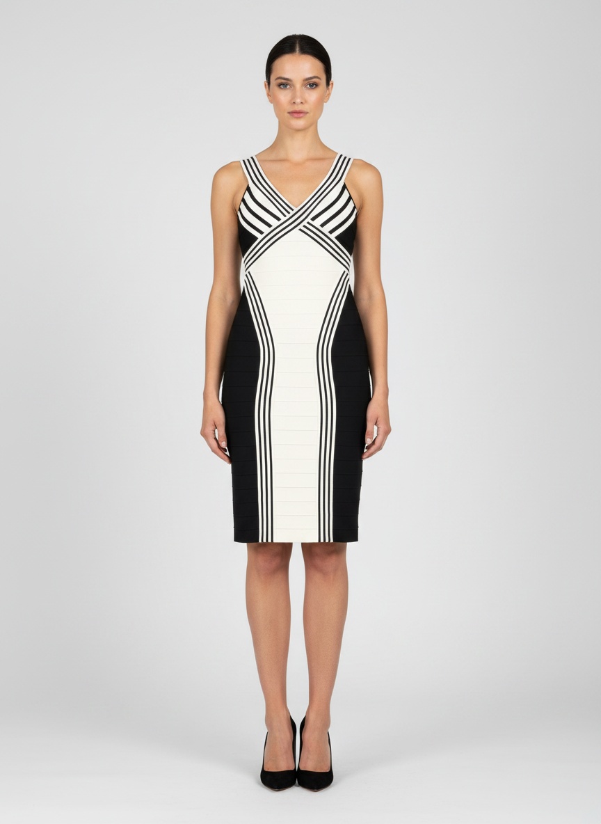 Abito Longuette in Maglia Bianco