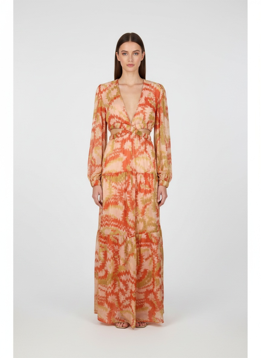 Abito Lungo in Chiffon Arancione