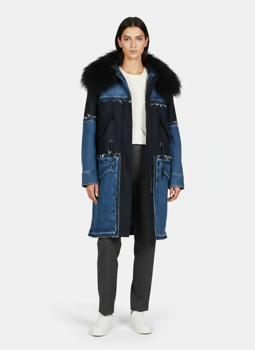 Parka Patchwork Blu